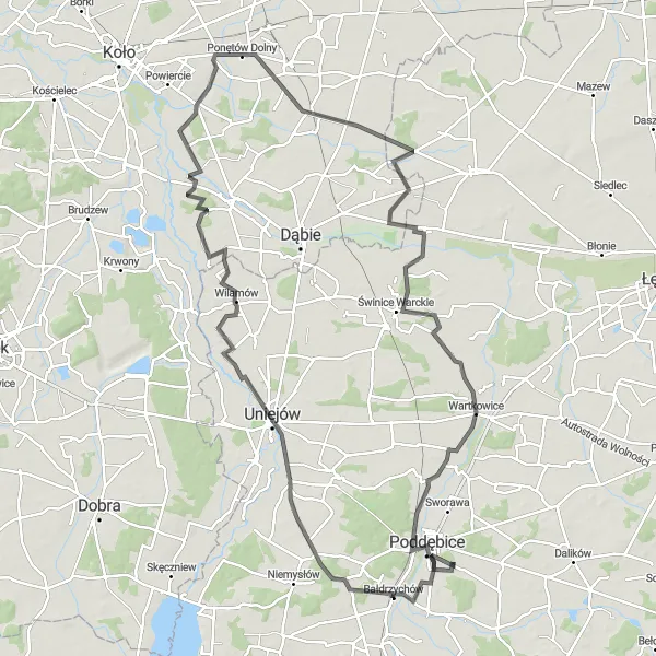 Miniatura mapy "Trasa Bałdrzychów - Chropy" - trasy rowerowej w Łódzkie, Poland. Wygenerowane przez planer tras rowerowych Tarmacs.app