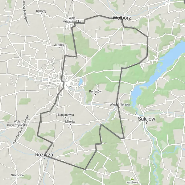 Map miniature of "Road Cycling Adventure in Łódzkie" cycling inspiration in Łódzkie, Poland. Generated by Tarmacs.app cycling route planner