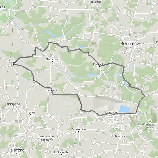 Miniatura mapy "Trasa Rusiec - Chabielice" - trasy rowerowej w Łódzkie, Poland. Wygenerowane przez planer tras rowerowych Tarmacs.app