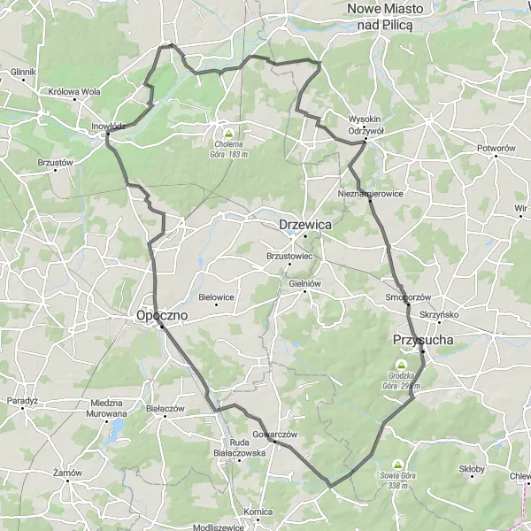 Miniatura mapy "Trasa przez Smogorzów i Borową Górę" - trasy rowerowej w Łódzkie, Poland. Wygenerowane przez planer tras rowerowych Tarmacs.app