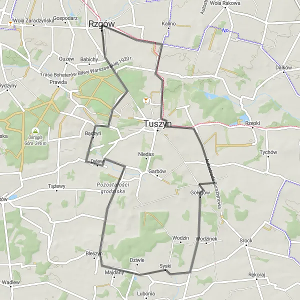 Miniatura mapy "Trasa przez Tuszyn i Górki Małe" - trasy rowerowej w Łódzkie, Poland. Wygenerowane przez planer tras rowerowych Tarmacs.app
