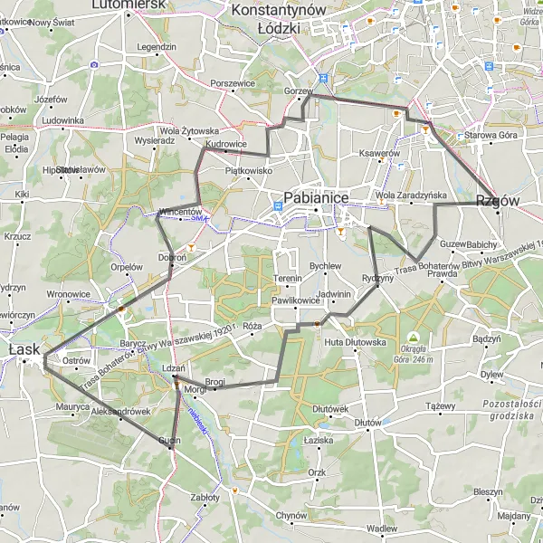Miniatura mapy "Szlak Gospodarza" - trasy rowerowej w Łódzkie, Poland. Wygenerowane przez planer tras rowerowych Tarmacs.app