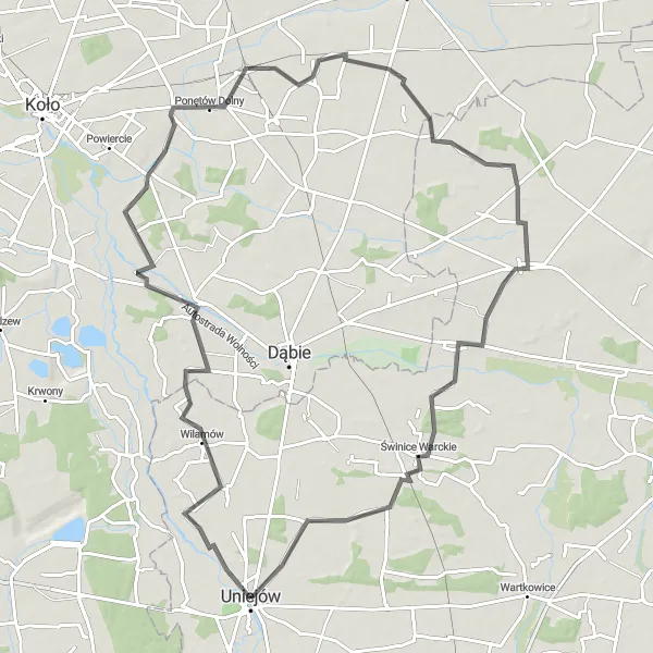 Map miniature of "Rural Discovery" cycling inspiration in Łódzkie, Poland. Generated by Tarmacs.app cycling route planner