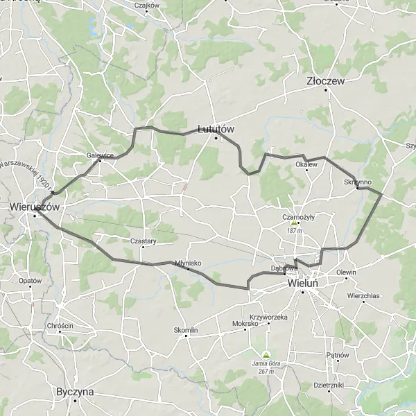Miniatura mapy "Trasa do Parcic" - trasy rowerowej w Łódzkie, Poland. Wygenerowane przez planer tras rowerowych Tarmacs.app
