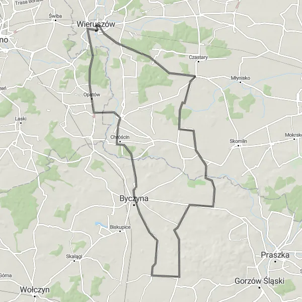 Miniatura mapy "Trasa przez Basztę Bolesławiec" - trasy rowerowej w Łódzkie, Poland. Wygenerowane przez planer tras rowerowych Tarmacs.app