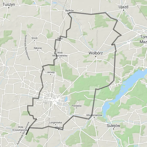 Miniatura mapy "Trasa rowerowa z Bujnów do Milejowa" - trasy rowerowej w Łódzkie, Poland. Wygenerowane przez planer tras rowerowych Tarmacs.app