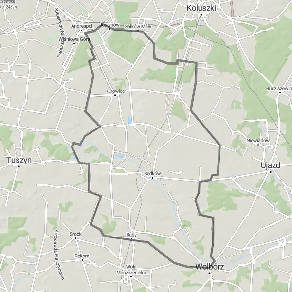 Miniatura mapy "Trasa przez Baby, Brójce, Gałków Mały i Bogusławice" - trasy rowerowej w Łódzkie, Poland. Wygenerowane przez planer tras rowerowych Tarmacs.app