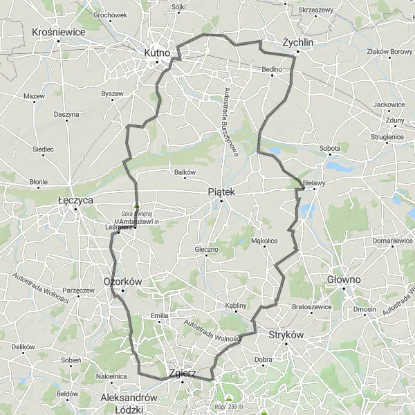 Miniatura mapy "Trasa do Swędowa i z powrotem" - trasy rowerowej w Łódzkie, Poland. Wygenerowane przez planer tras rowerowych Tarmacs.app