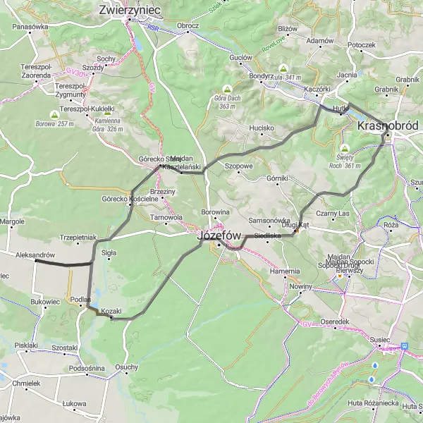 Miniatura mapy "Trasa pod górę przez Kapliczną Górę" - trasy rowerowej w Lubelskie, Poland. Wygenerowane przez planer tras rowerowych Tarmacs.app