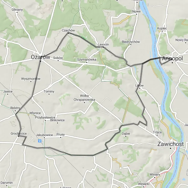 Map miniature of "Czyżów Plebański Circuit" cycling inspiration in Lubelskie, Poland. Generated by Tarmacs.app cycling route planner