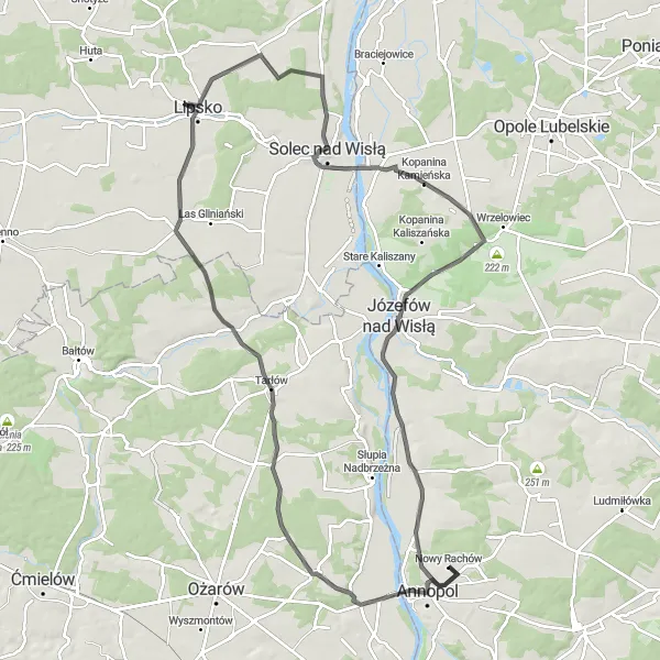 Miniatura mapy "Trasa przez Maruszów i Lasocin" - trasy rowerowej w Lubelskie, Poland. Wygenerowane przez planer tras rowerowych Tarmacs.app