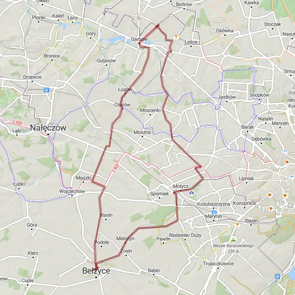 Map miniature of "Garbów Circuit" cycling inspiration in Lubelskie, Poland. Generated by Tarmacs.app cycling route planner