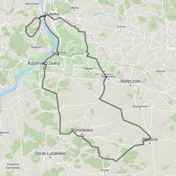 Map miniature of "Lubelskie Hill Challenge" cycling inspiration in Lubelskie, Poland. Generated by Tarmacs.app cycling route planner