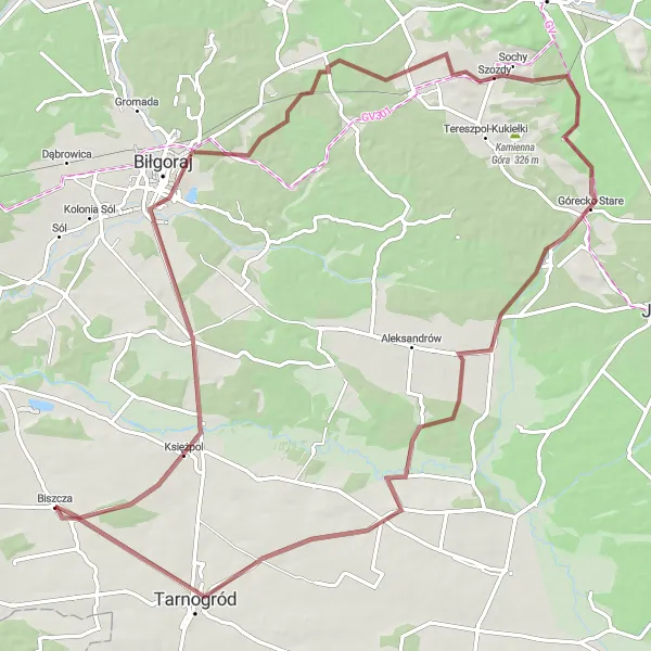 Map miniature of "Lubelskie Gravel Adventure" cycling inspiration in Lubelskie, Poland. Generated by Tarmacs.app cycling route planner