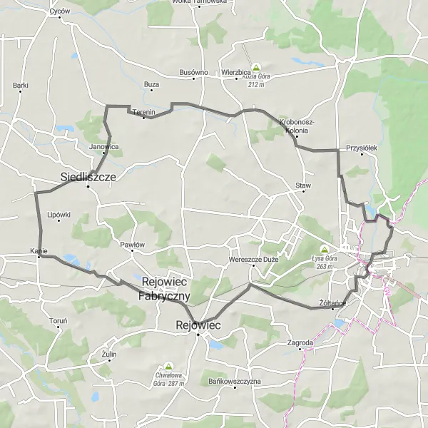 Map miniature of "Chełm Grand Circuit" cycling inspiration in Lubelskie, Poland. Generated by Tarmacs.app cycling route planner
