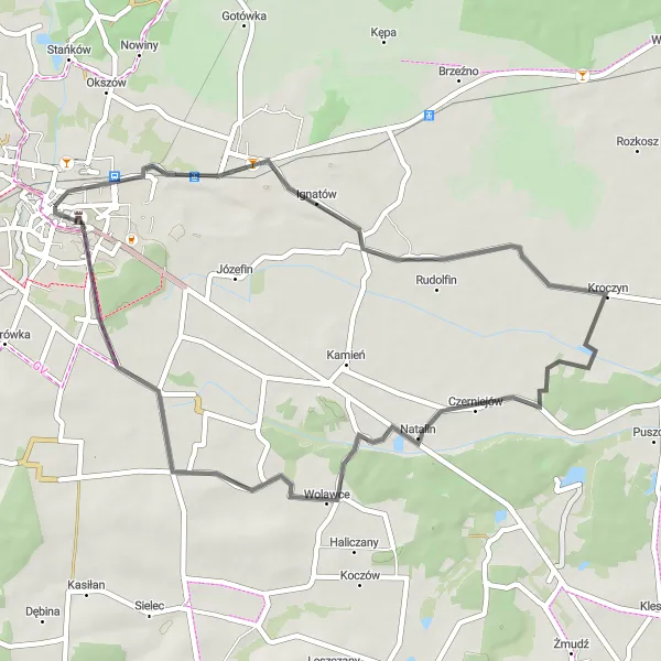 Map miniature of "Road Cycling Adventure to Copiec Niepodległości" cycling inspiration in Lubelskie, Poland. Generated by Tarmacs.app cycling route planner