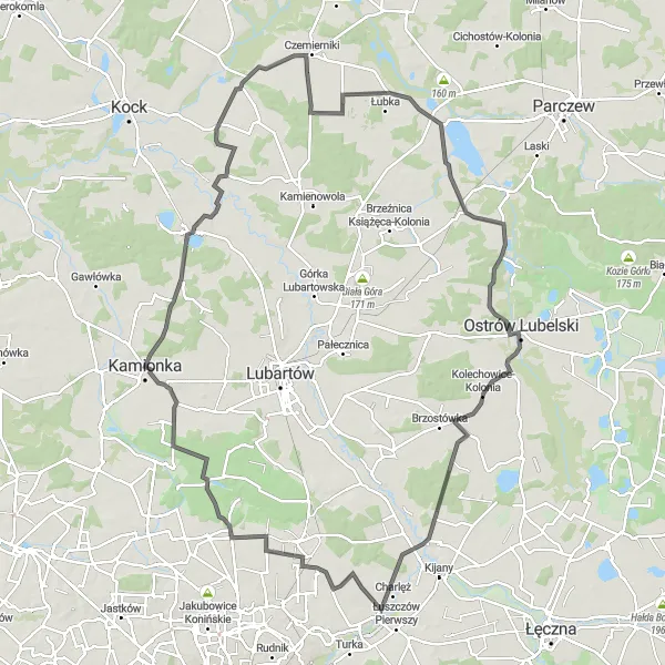 Map miniature of "Lubelskie Lanes" cycling inspiration in Lubelskie, Poland. Generated by Tarmacs.app cycling route planner