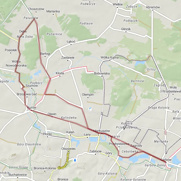 Miniatura mapy "Rowerowa wycieczka dookoła Garbowa" - trasy rowerowej w Lubelskie, Poland. Wygenerowane przez planer tras rowerowych Tarmacs.app