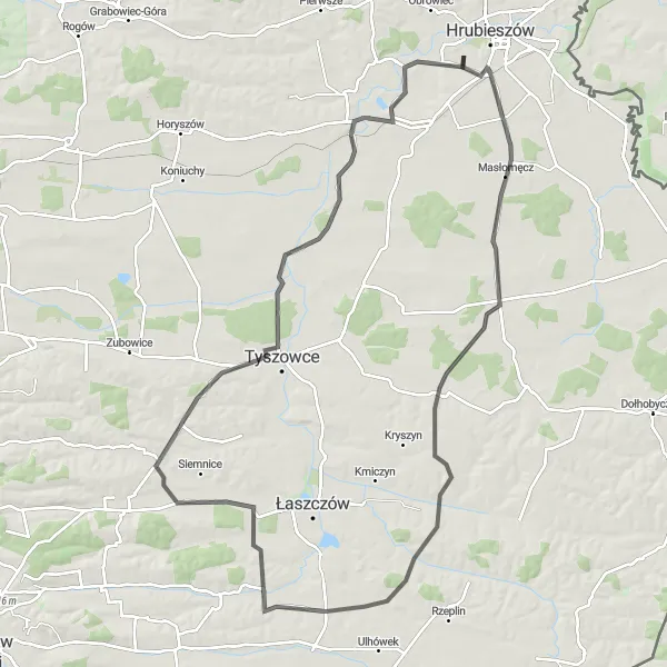 Map miniature of "Lubelskie Countryside Trail" cycling inspiration in Lubelskie, Poland. Generated by Tarmacs.app cycling route planner