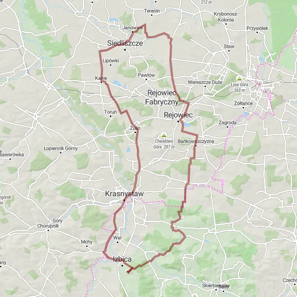 Map miniature of "Off the Beaten Path" cycling inspiration in Lubelskie, Poland. Generated by Tarmacs.app cycling route planner