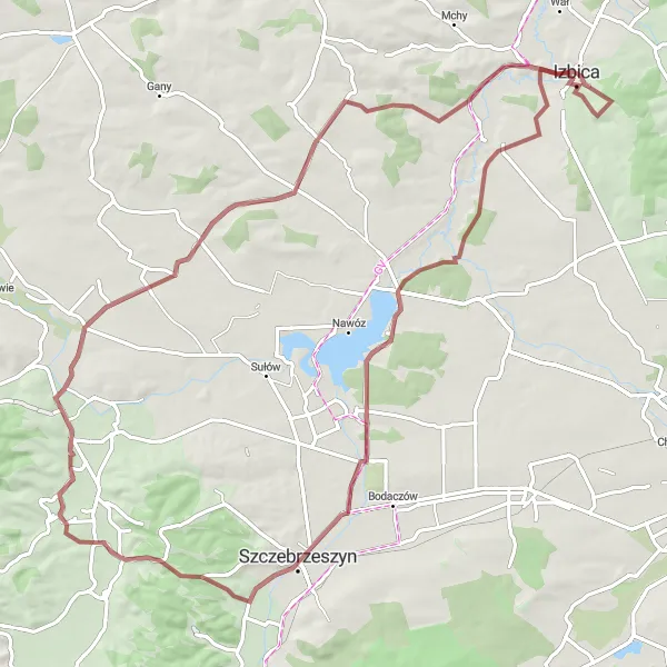 Miniatura mapy "Pętla Szlakiem Izbica-Szczebrzeszyn-Zaporze" - trasy rowerowej w Lubelskie, Poland. Wygenerowane przez planer tras rowerowych Tarmacs.app