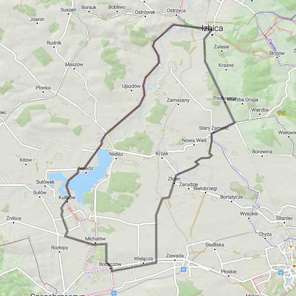 Map miniature of "The Serene Countryside" cycling inspiration in Lubelskie, Poland. Generated by Tarmacs.app cycling route planner