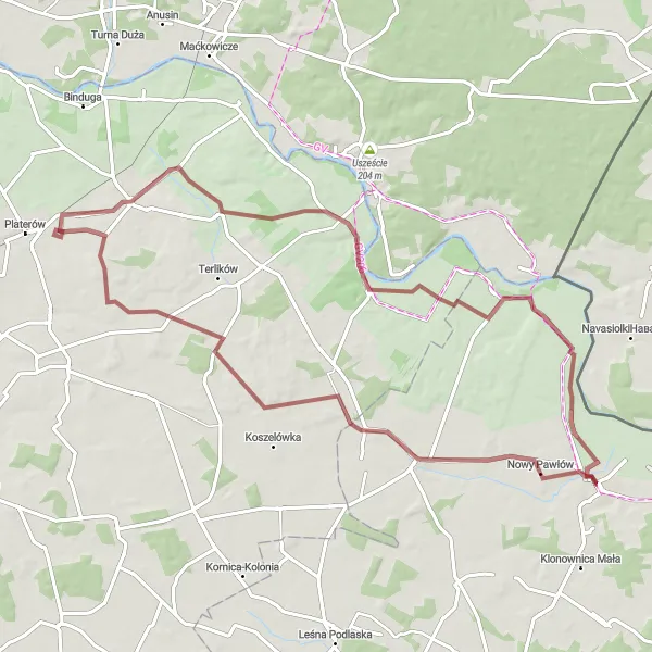 Miniatura mapy "Trasa przez Sarnaki i Gnojno" - trasy rowerowej w Lubelskie, Poland. Wygenerowane przez planer tras rowerowych Tarmacs.app