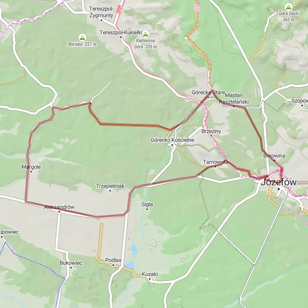 Map miniature of "Exploring the Countryside" cycling inspiration in Lubelskie, Poland. Generated by Tarmacs.app cycling route planner