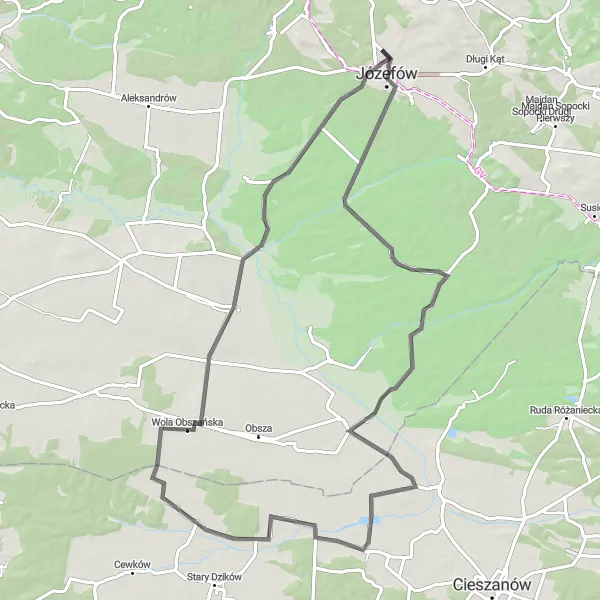 Map miniature of "Scenic Countryside Escape" cycling inspiration in Lubelskie, Poland. Generated by Tarmacs.app cycling route planner