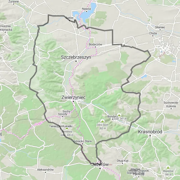 Map miniature of "The Road Adventure" cycling inspiration in Lubelskie, Poland. Generated by Tarmacs.app cycling route planner