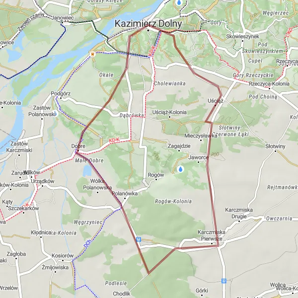 Map miniature of "Gravel Route 1" cycling inspiration in Lubelskie, Poland. Generated by Tarmacs.app cycling route planner