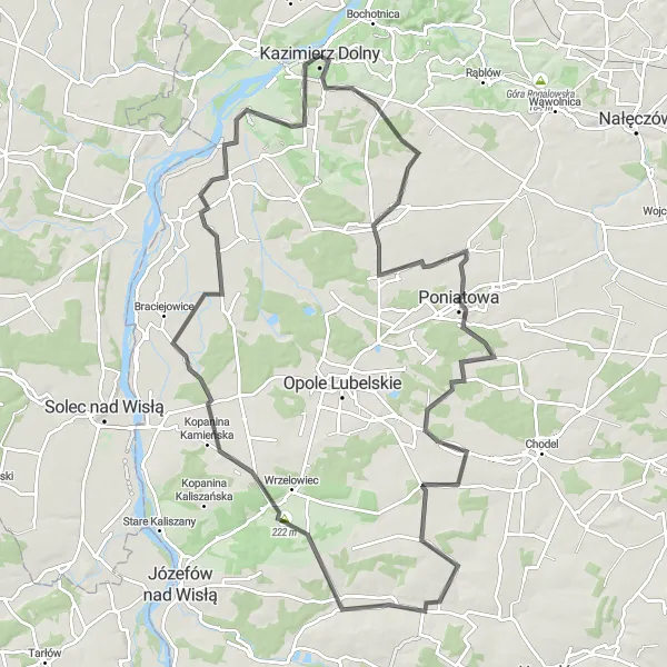 Map miniature of "Road Route 1" cycling inspiration in Lubelskie, Poland. Generated by Tarmacs.app cycling route planner