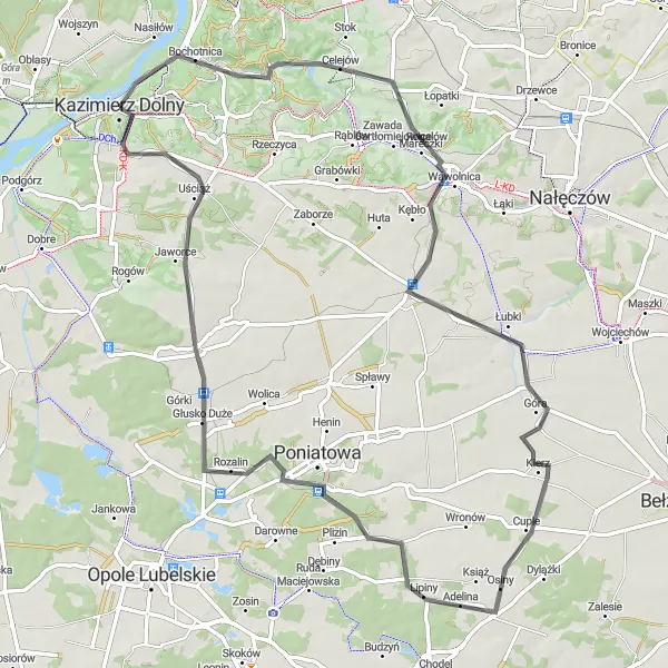 Map miniature of "Scenic Road Cycling Tour" cycling inspiration in Lubelskie, Poland. Generated by Tarmacs.app cycling route planner