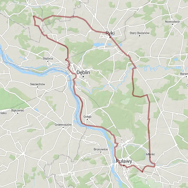 Map miniature of "Off the Beaten Path" cycling inspiration in Lubelskie, Poland. Generated by Tarmacs.app cycling route planner