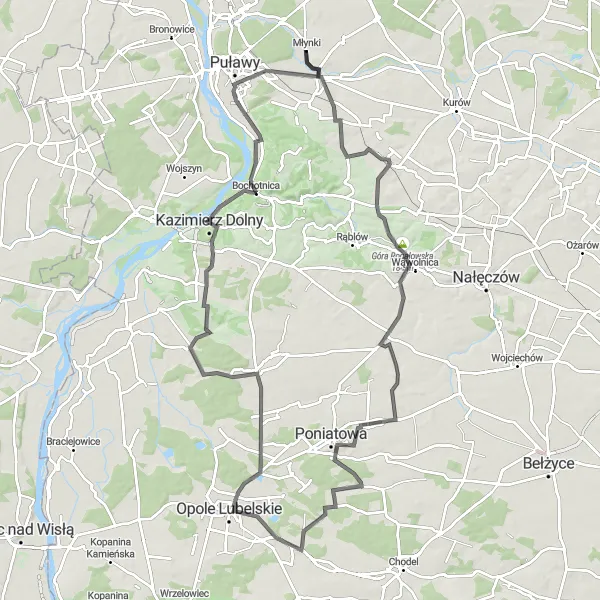 Miniatura mapy "Challenge of Wola Rudzka" - trasy rowerowej w Lubelskie, Poland. Wygenerowane przez planer tras rowerowych Tarmacs.app
