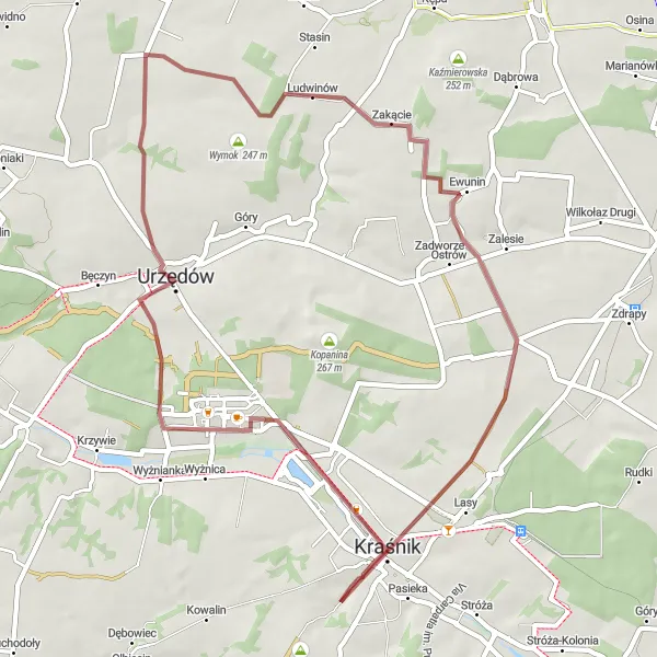 Miniatura mapy "Przejażdżka po Dawnej Synagodze i Urzędowie" - trasy rowerowej w Lubelskie, Poland. Wygenerowane przez planer tras rowerowych Tarmacs.app