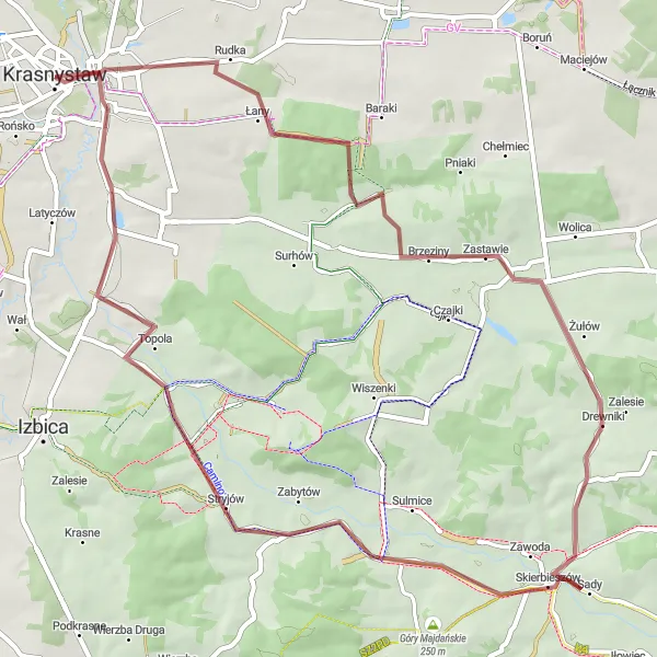 Miniatura mapy "Trasa przez Kraśniczyn i Tuligłowy" - trasy rowerowej w Lubelskie, Poland. Wygenerowane przez planer tras rowerowych Tarmacs.app