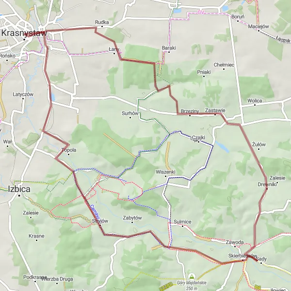 Map miniature of "Gravel Journey: Exploring Lubelskie's Off-Road Delights" cycling inspiration in Lubelskie, Poland. Generated by Tarmacs.app cycling route planner