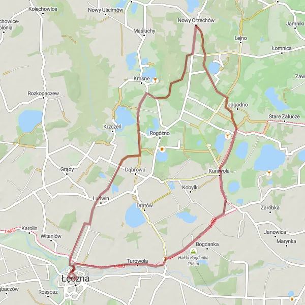 Map miniature of "Puchaczów Loop" cycling inspiration in Lubelskie, Poland. Generated by Tarmacs.app cycling route planner