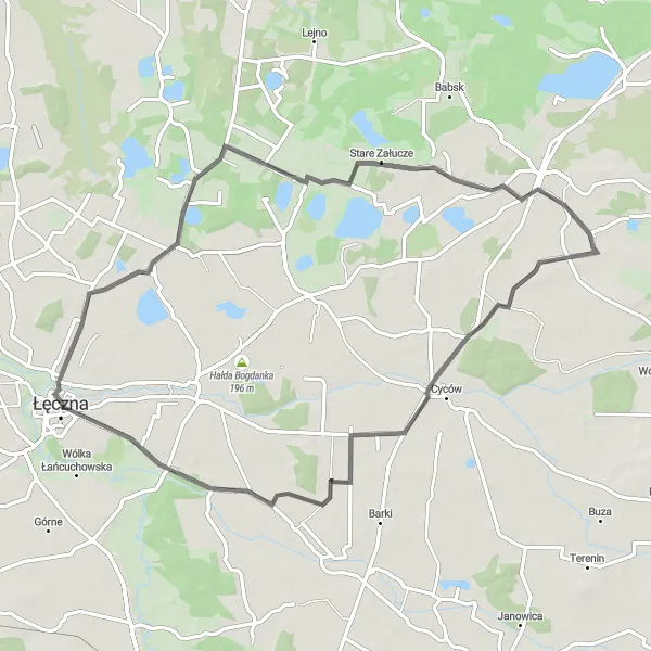 Map miniature of "Rogóźno Circuit" cycling inspiration in Lubelskie, Poland. Generated by Tarmacs.app cycling route planner