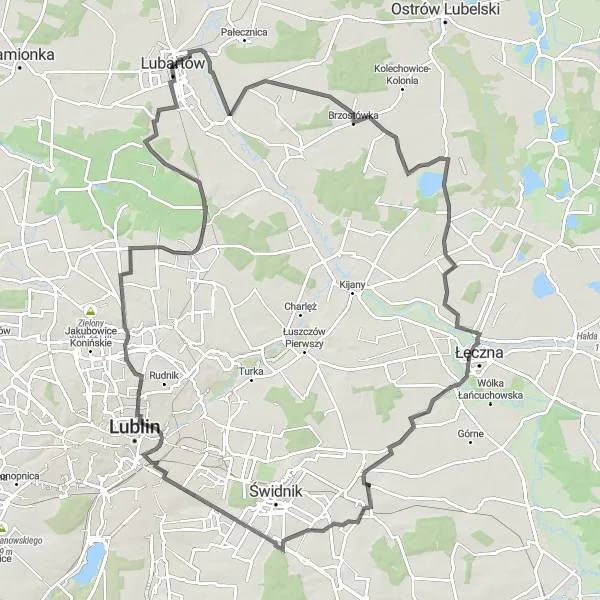 Map miniature of "Lubartów to Tatary Scenic Ride" cycling inspiration in Lubelskie, Poland. Generated by Tarmacs.app cycling route planner