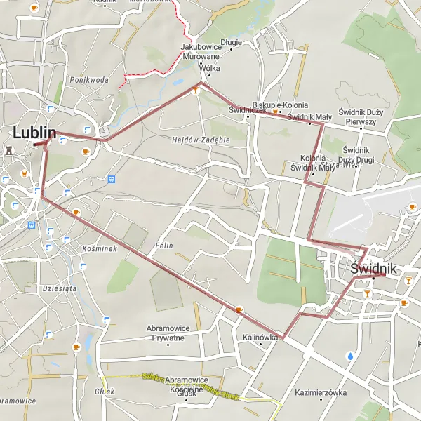 Miniatura mapy "Trasa Gravelowa Pod Lublinem" - trasy rowerowej w Lubelskie, Poland. Wygenerowane przez planer tras rowerowych Tarmacs.app