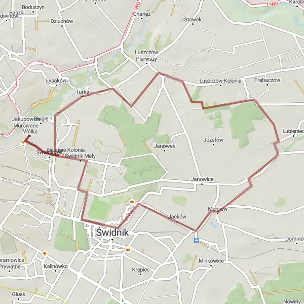 Miniatura mapy "Rowerowa wyprawa przez Świdnik" - trasy rowerowej w Lubelskie, Poland. Wygenerowane przez planer tras rowerowych Tarmacs.app