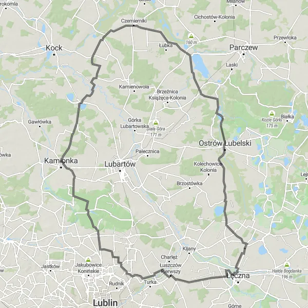 Map miniature of "Ludwin Adventure" cycling inspiration in Lubelskie, Poland. Generated by Tarmacs.app cycling route planner