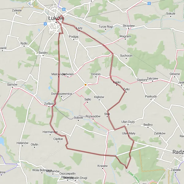 Miniatura mapy "Szlak gruzowy przez Wola Chomejowa i Malcanów" - trasy rowerowej w Lubelskie, Poland. Wygenerowane przez planer tras rowerowych Tarmacs.app