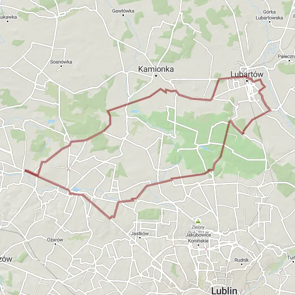 Miniatura mapy "Wyprawa do Piotrowic Wielkich" - trasy rowerowej w Lubelskie, Poland. Wygenerowane przez planer tras rowerowych Tarmacs.app