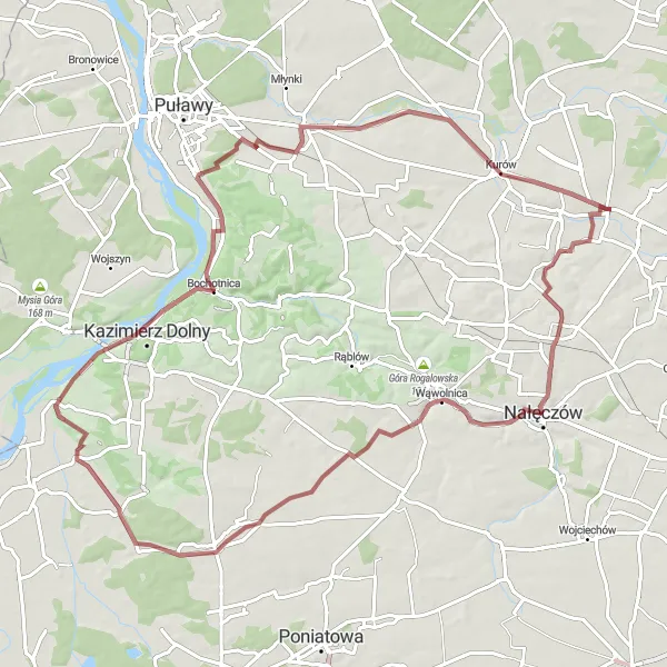 Miniatura mapy "Gravelowy Szlak Wisły" - trasy rowerowej w Lubelskie, Poland. Wygenerowane przez planer tras rowerowych Tarmacs.app