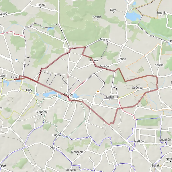 Miniatura mapy "Przejażdżka przez Janów" - trasy rowerowej w Lubelskie, Poland. Wygenerowane przez planer tras rowerowych Tarmacs.app