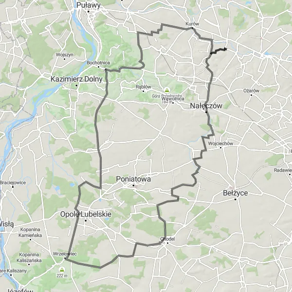 Miniatura mapy "Trasa przez Kazimierzów" - trasy rowerowej w Lubelskie, Poland. Wygenerowane przez planer tras rowerowych Tarmacs.app