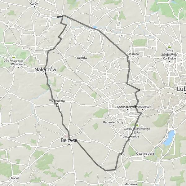 Miniatura mapy "Trasa Spacerem przez Garbów" - trasy rowerowej w Lubelskie, Poland. Wygenerowane przez planer tras rowerowych Tarmacs.app